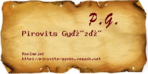 Pirovits Győző névjegykártya